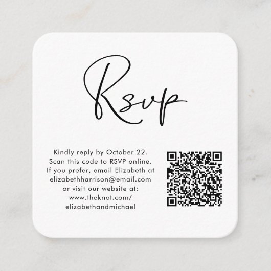 Carte D'accompagnement Photo moderne RSVP QR Code Mariage (Devant)