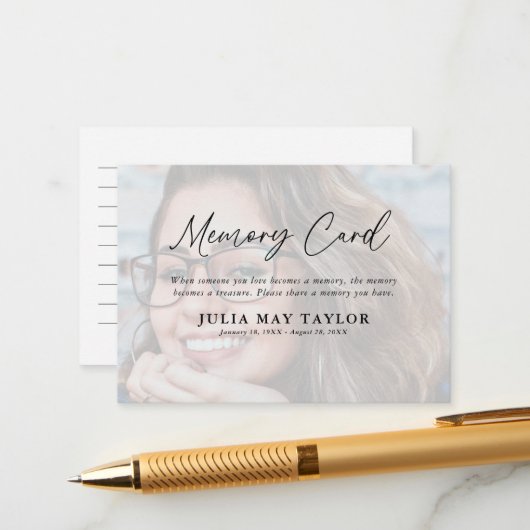 Carte D'accompagnement Photo Overlay Memorial Funeral Memory (Devant/Arrière en situation)