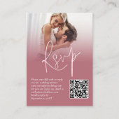 Carte D'accompagnement Photo Overlay QR Rose Gold Script Wedding RSVP (Devant)