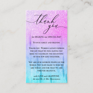 Carte D'accompagnement Photo personnalisé Bois Glitz Violet Rose Merci
