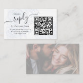 Carte D'accompagnement Photo QR Code RSVP Online Blue Floral Elegant (Devant / Derrière)