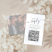Carte D'accompagnement Photo QR Code RSVP Online Blue Floral Elegant