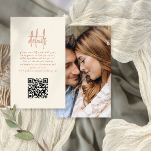 Carte D'accompagnement Photo Script QR Terracotta Cream Détails du Mariag