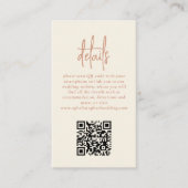 Carte D'accompagnement Photo Script QR Terracotta Cream Détails du Mariag (Devant)