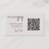 Carte D'accompagnement Photographie complète et code QR pour RSVP mariage (Devant)