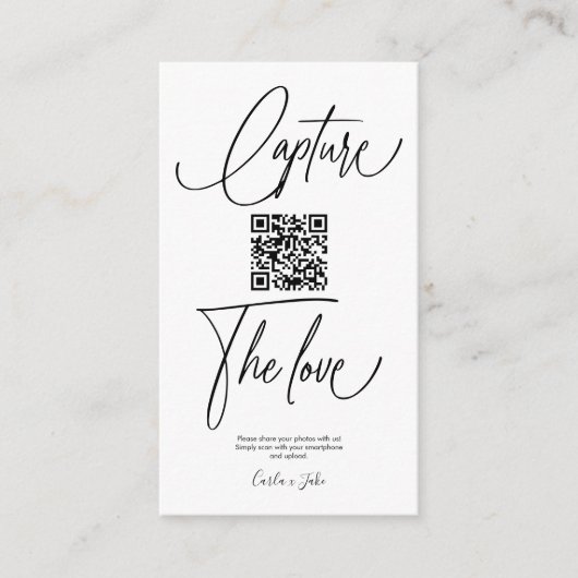 Carte D'accompagnement Photos Mariage Premium Simple Share avec code QR (Devant)