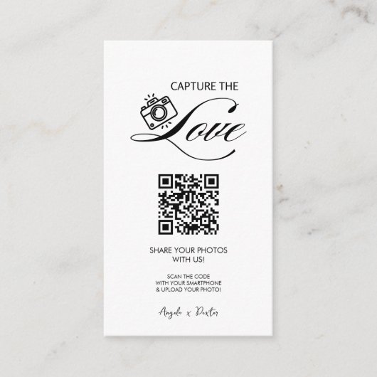 Carte D'accompagnement Photos Mariage Premium Simple Share avec code QR (Devant)