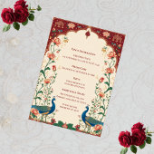 Carte D'accompagnement Pichwai Indian Peacock Elegant Wedding