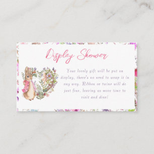 Carte D'accompagnement Pierre le lapin rose Floral Baby shower fille