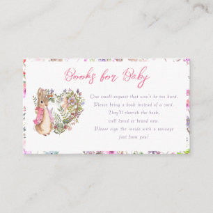 Carte D'accompagnement Pierre le lapin rose Floral Baby shower fille