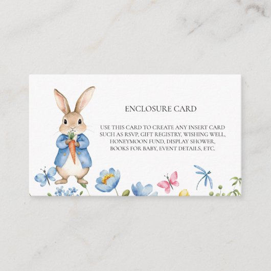 Carte D'accompagnement Pierre Rabbit Aquarelle Florales Fleurs de printem (Devant)