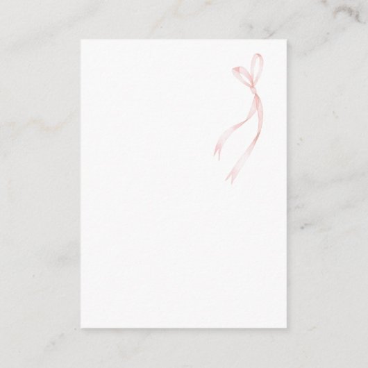 Carte D'accompagnement Pierre rose le lapin Beatrix Baby shower fille (Dos)