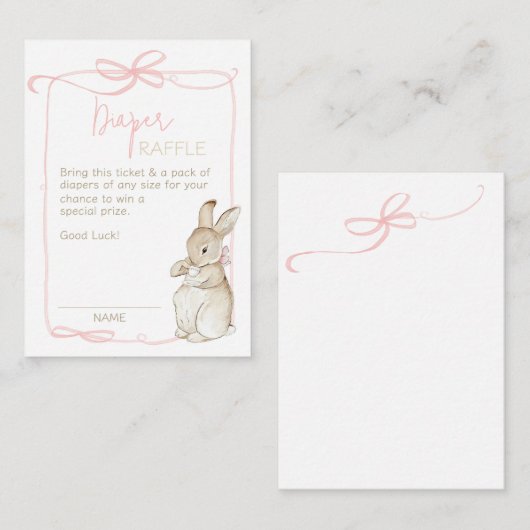 Carte D'accompagnement Pierre rose le lapin Beatrix Baby shower fille (Devant / Derrière)