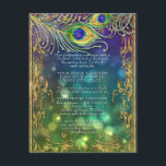 Carte D'accompagnement Pierres Peacock Dorées Bijoux Or Mariage Détails<br><div class="desc">Aquarelle élégamment rehaussée plumes de paon peintes avec des diamants comme des bijoux et des défilement de parties scintillant or sur un arrière - plan étincelant de livre couleur paon crée un thème festif et magnifique pour votre jour de mariage. Peinte et dessinée graphiquement par Audrey Jeanne Roberts, artiste et...</div>