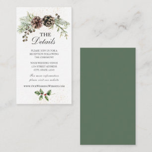 Carte D'accompagnement Pine Cônes Verdure Mariage d'hiver
