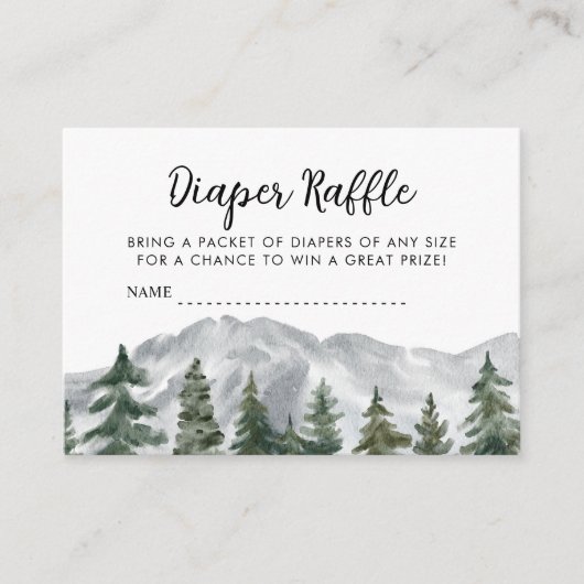 Carte D'accompagnement Pine Forest Mountains Diaper Raffle (Devant)