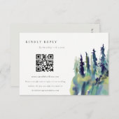 Carte D'accompagnement Pine Tree Mountain Landcape Mariage QR Code RSVP (Devant / Derrière)
