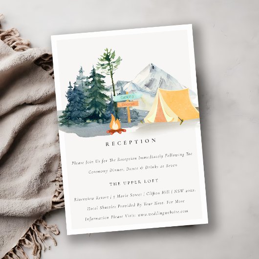 Carte D'accompagnement Pine Woods Camping Mountain Wedding Réception