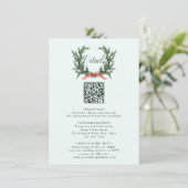 Carte D'accompagnement Pine Wreath Wedding QR Code Details Mint Green (Debout devant)