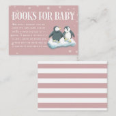 Carte D'accompagnement Pingouins roses - Baby shower d'hiver Demande de r (Devant / Derrière)