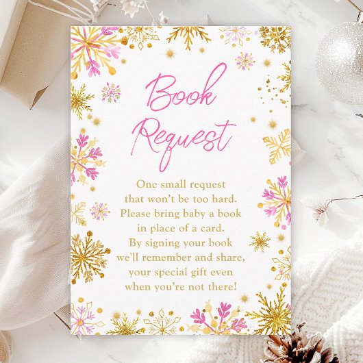 Carte D'accompagnement Pink and Gold Snowflics Demande de réservation hiv