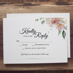 Carte D'accompagnement Pink and Mauve Vintage Floral Réception Détails