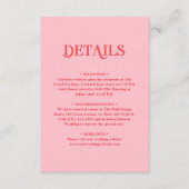 Carte D'accompagnement Pink and Red Minimalist Retro Wedding Details (Devant)