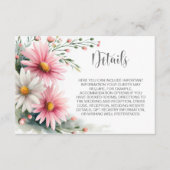Carte D'accompagnement Pink and White Daisies Wedding Details (Devant)