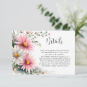 Carte D'accompagnement Pink and White Daisies Wedding Details (Debout devant)