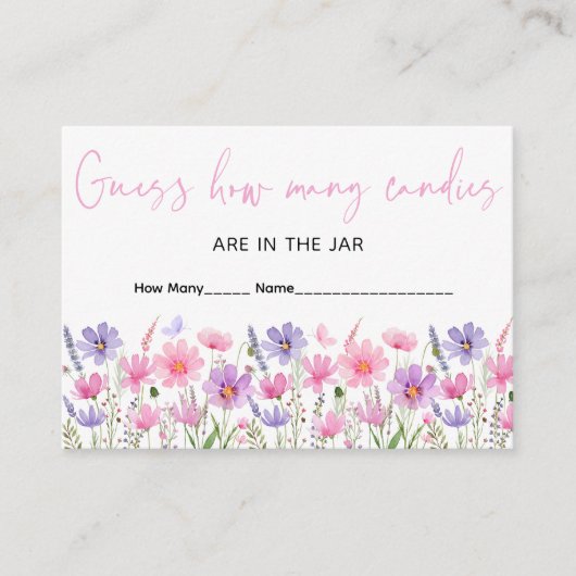 Carte D'accompagnement Pink Baby in Bloom Fleur sauvage Devinez combien d (Devant)