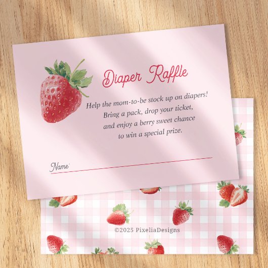 Carte D'accompagnement Pink Berry Sweet-Strawberry Diaper raffle ticket