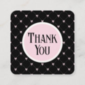 Carte D'accompagnement Pink & Black Bow Monogram Thank You Card (Devant)
