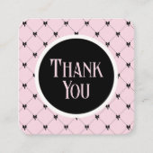 Carte D'accompagnement Pink & Black Bow Monogram Thank You Card (Devant)