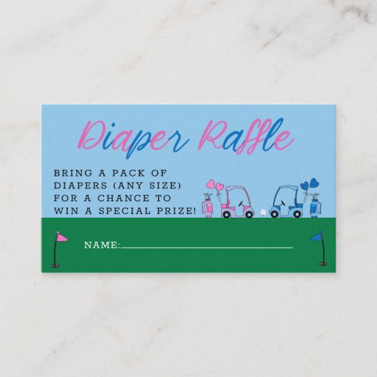 Carte D'accompagnement Pink Blue Golf Genre Révéler Déchets Raffle Ticket (Devant)