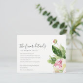 CARTE D'ACCOMPAGNEMENT PINK BLUSH PEONY EUCALYPTUS DÉTAILS DU MARIAGE FLO (Debout devant)