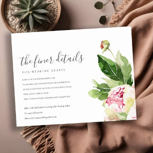CARTE D'ACCOMPAGNEMENT PINK BLUSH PEONY EUCALYPTUS DÉTAILS DU MARIAGE FLO