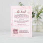 Carte D'accompagnement Pink Boho Peonies Wedding Details QR Code (Debout devant)