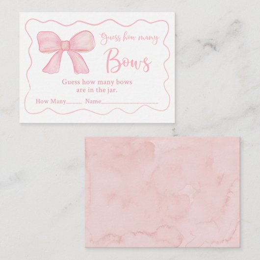 Carte D'accompagnement Pink Bow Anniversaire Devinez Combien De Jeu (Devant / Derrière)