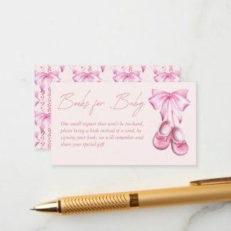 Carte D'accompagnement Pink bow baby shoes coquette books for baby