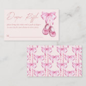 Carte D'accompagnement Pink bow baby shoes coquette diaper raffle (Devant / Derrière)