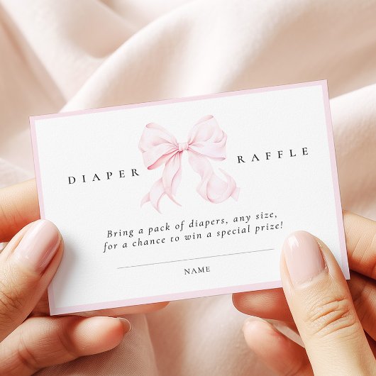 Carte D'accompagnement Pink Bow Baby Shower Diaper Raffle Card