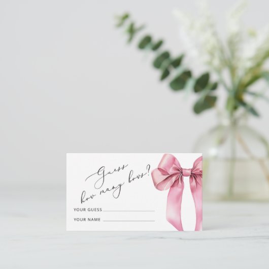 Carte D'accompagnement Pink Bow Combien d'arcs Baby shower jeu (Debout devant)