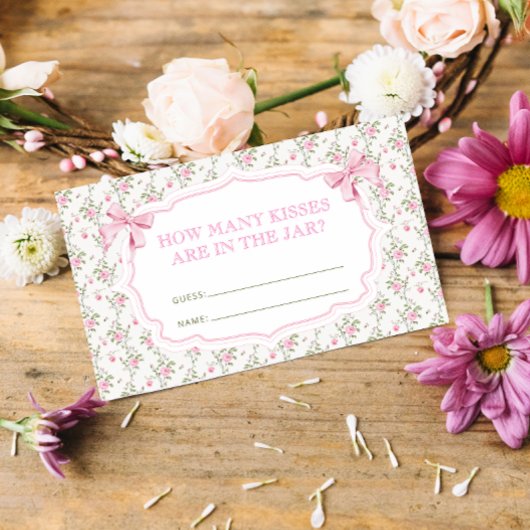 Carte D'accompagnement Pink Bow Combien De Baisers Jeu De Mariage