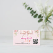 Carte D'accompagnement Pink Bow Coquette Floral Baby Registry QR Code (Debout devant)