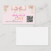 Carte D'accompagnement Pink Bow Coquette Floral Baby Registry QR Code (Devant / Derrière)