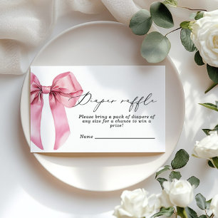 Carte D'accompagnement Pink Bow Diaper billet de tombole