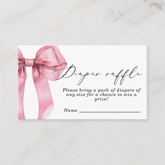 Carte D'accompagnement Pink Bow Diaper billet de tombole (Devant)
