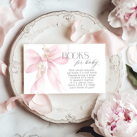 Carte D'accompagnement Pink Bow Floral Book pour billet bébé
