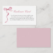 Carte D'accompagnement Pink Bow Girl Baby Custom Enclôture Card (Devant / Derrière)