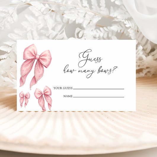 Carte D'accompagnement Pink Bow How Many Bows Baby Shower Game